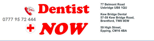 77 Belmont Road Uxbridge UB8 1QU  Kew Bridge Dental 57-59 Kew Bridge Road, Brentford, TW8 0EW  59 High Street,  Epping, CM16 4BA